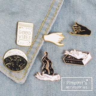 🇹🇭 พร้อมส่ง : เข็มกลัดเซ็ทกาแล็คซี่และขวดGOOD VIBES | GOOD VIBES Constellation Space Universe Warfare Enamel Brooch Set.