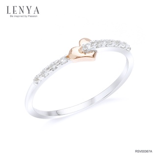 Lenya Jewelry แหวนเงินแท้ 925 ชุบ2สี ฝังด้วยพลอยสีขาวไวท์ โทแพซ ( white Topaz) ดีไซน์เรียบๆ ดูน่าค้นหา