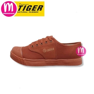 รองเท้าผ้าใบ Tiger 205 พื้นเขียว รองเท้านักเรียน น้ำตาล/ขาว/ดำ ผ้าใบไทเกอร์
