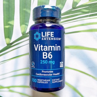 (Life Extension®) Vitamin B6, 250 mg 100 Vegetarian Capsules วิตามินบี 6 บี6 บี-6 B-6 B6 B 6 สุขภาพหัวใจและหลอดเลือด