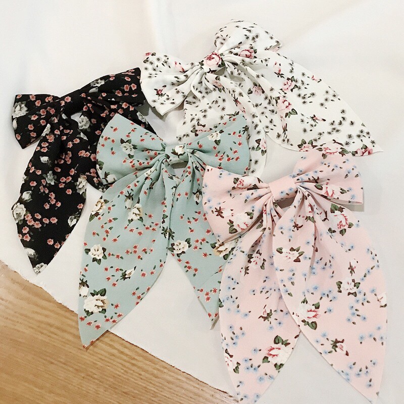 พร้อมส่ง  D-03 โบว์ติดผมลายดอกไม้น่ารักสีสันสดใส โบว์ติดผมแฟชั่นสําหรับสตรี กิ๊บติดผมลายดอกไม้สไตล์เกาหลี