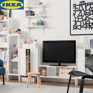 IKEA BAGGEBO บักเกบู ตู้วางทีวี, โลหะ/ขาว90x35x40 ซม.