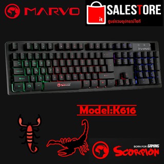 🎮Marvo Scorpion K616 Keyboard Gaming Rainbow Blacklight ตีย์บอร์ดเกมมิ่ง คีย์บอร์ดมีไฟ คีย์บอร์ดกันน้ำ - HITECHubon