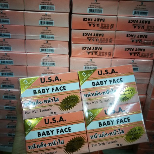 สบู่ USA เบบี้เฟซ baby face เค.บราเธอร์ K.Brothers สีขาว/สีชมพู (50กรัม x12ก้อน)