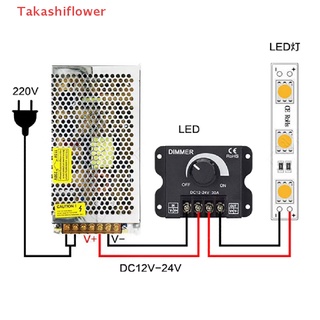 (Takashiflower) สวิตช์ควบคุมแรงดันไฟฟ้า DC 12V 24V LED 30A 360W หรี่แสงได้