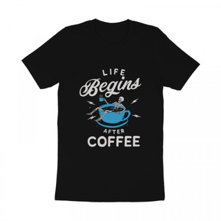 เสื้อยืดโอเวอร์ไซส์เสื้อยืด พิมพ์ลาย Like Life Begins After Coffee Gildan สําหรับผู้ชาย 2S-3XL