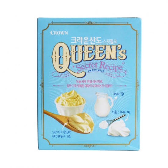 พร้อมส่ง 크라운 크림 산도 บิสกิตสอดใส้ครีมรสนม Crown Sando Queen’s Secret Recipe Biscuit 161g