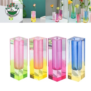 Iridescent Vase Modern Contemporary Home Decor - Rainbow Clear Acrylic - Colorful Geometric Minimalist Gift Perfect for Flowers, Plants, Eucalyptus