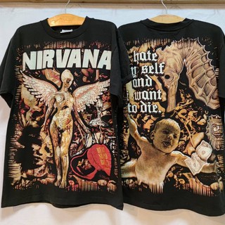 เสื้อยืดผ้าฝ้าย [ NIRVANA ] OVP โอเวอร์ปรินท์ Bootleg Kurt Cobain   ฟอกนุ่ม วินเทจ หายาก S-5XL