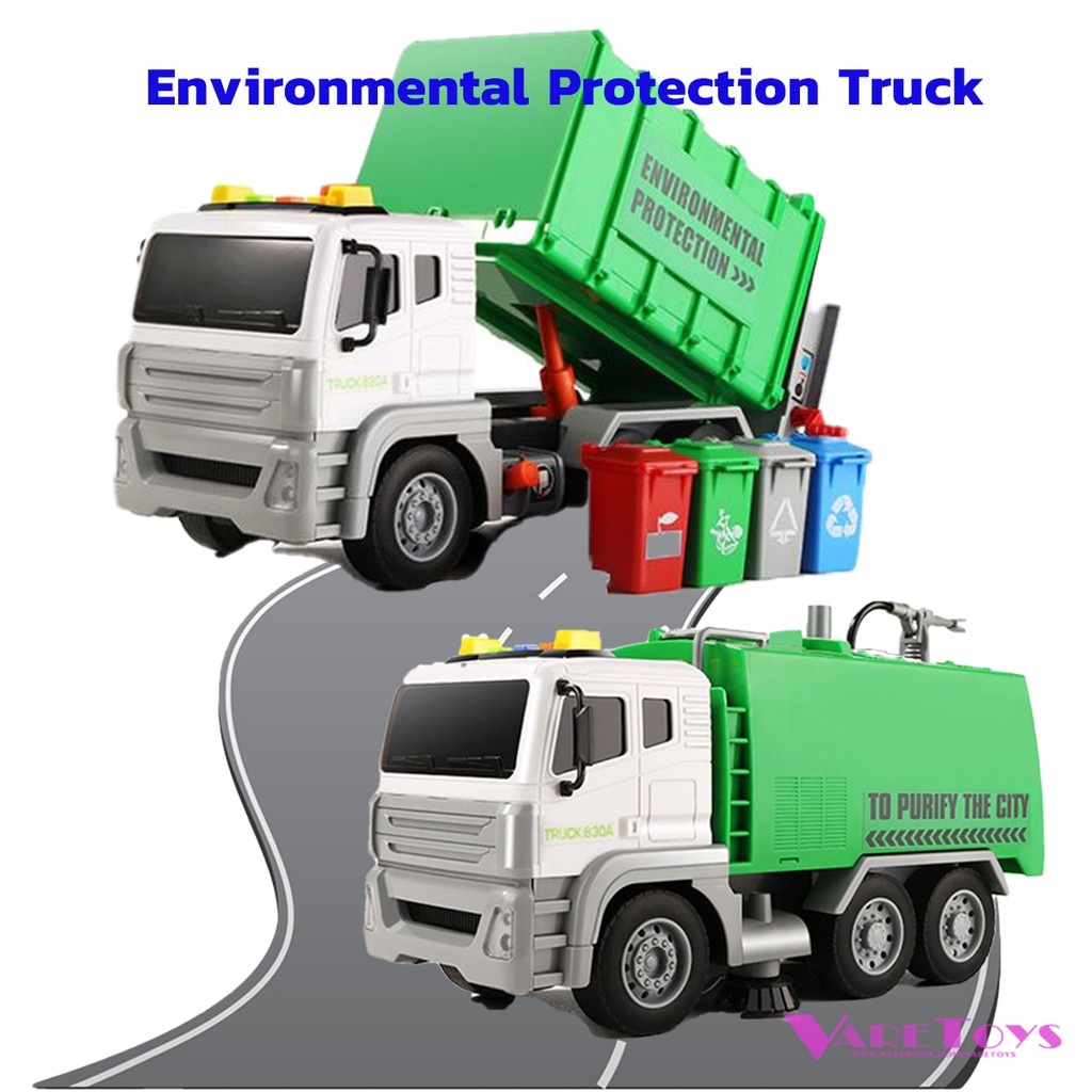 ควรมี รถบรรทุก Environmental Protection Truck รถของเล่น รถเก็บขยะ RECYCLE CLEANING Truck เสียงเพลง แสงไฟ โมเดลจำลอง ของเล่นDIY ของเล่นเด็ก เสริมจินตนาการ