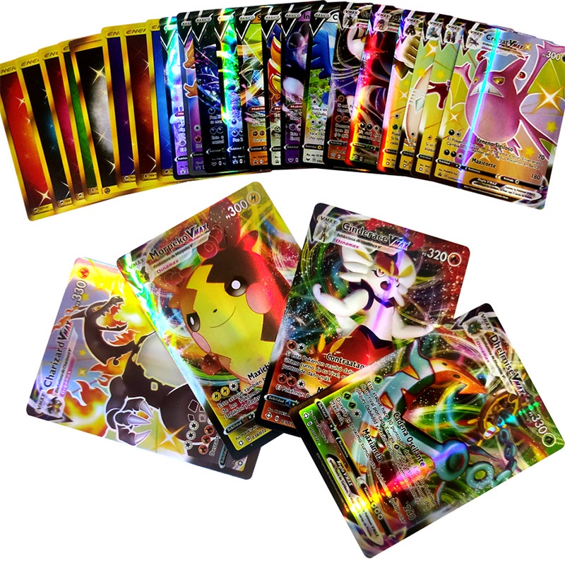 120 ชิ้น GX Charizard การ์ดภาษาอังกฤษ Trading Battle Pikachu TCG การ์ดเกม Shining Card Booster การ์ดกล่อง