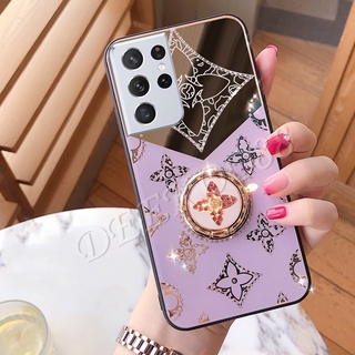 เคสโทรศัพท์ Samsung S21 / Samsung S21+ / Samsung S21Ultra Insหรูหราแฟชั่นเพชรCloverปลอกอะครีลิค Galaxy S21 Plus Ultra กรณี3Dแหวนวงเล็บ