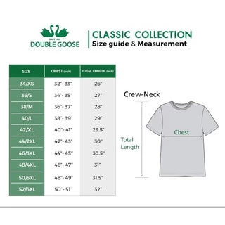 Double Goose ตราห่านคู่ เสื้อคอกลม สีขาว/ดำ รุ่น Classic