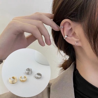 [ 2 ชิ้น / ชุดเครื่องประดับต่างหูห่วงแบบคลิปสีทองสําหรับผู้หญิง