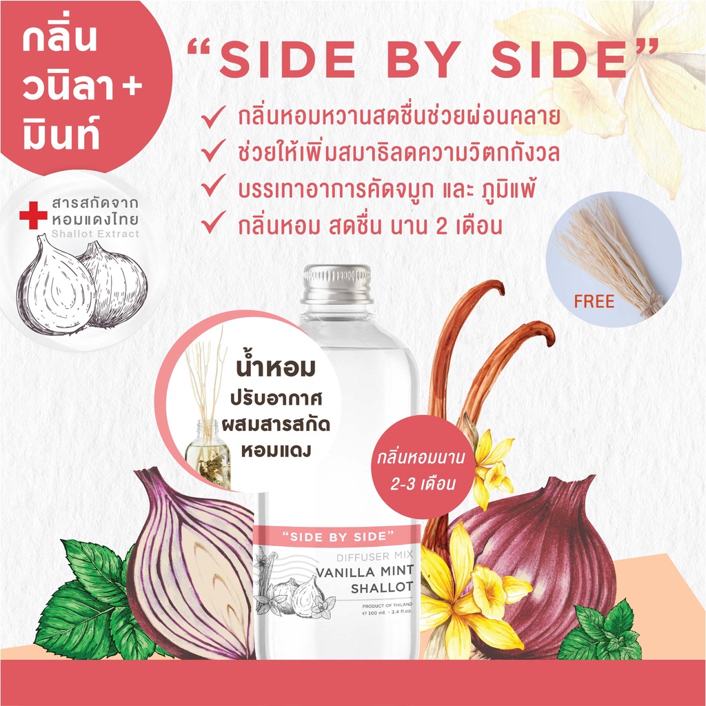 น้ำหอมปรับอากาศ สารสกัดหอมแดง (กลิ่นวนิลา มินต์) 100 ml Diffuser Mix