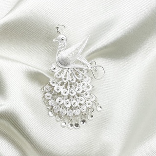 DSP เข็มกลัดเงินนกยูง เข็มกลัดรูปสัตว์ เข็มกลัดนกยูงเงินแท้ 925: 925 Sterling Silver Brooch [ASPB0045]