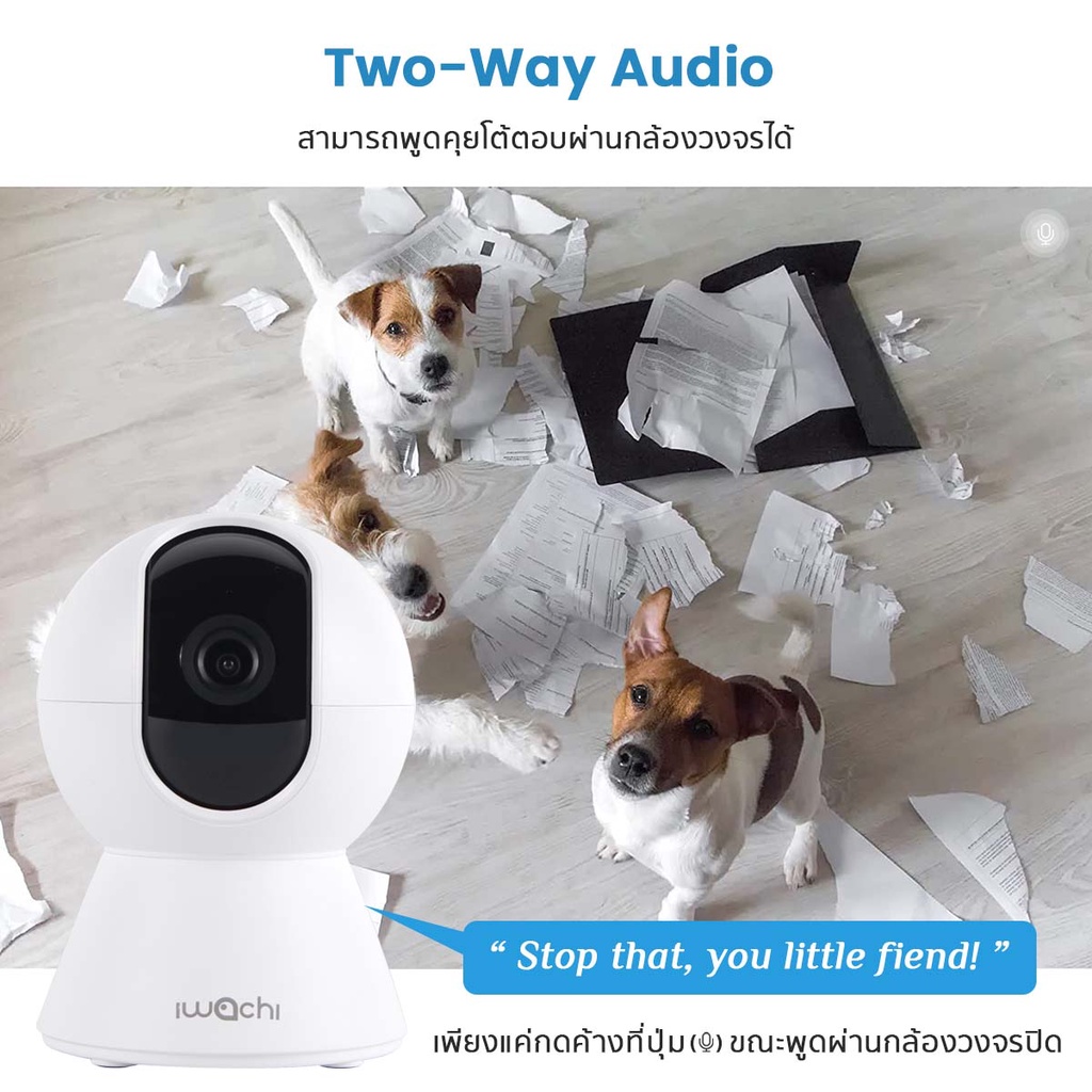 IWACHI กล้องวงจรปิดหมุนได้ 360° สัญญาณ Wifi 2.4G พร้อมไมโครโฟนและลำโพงในตัว