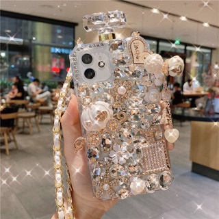 เคสโทรศัพท์มือถือ ลายขวดน้ําหอม ประดับกลิตเตอร์ หรูหรา สําหรับ Iphone 13 12 11 Pro Max IP 14 Pro Max