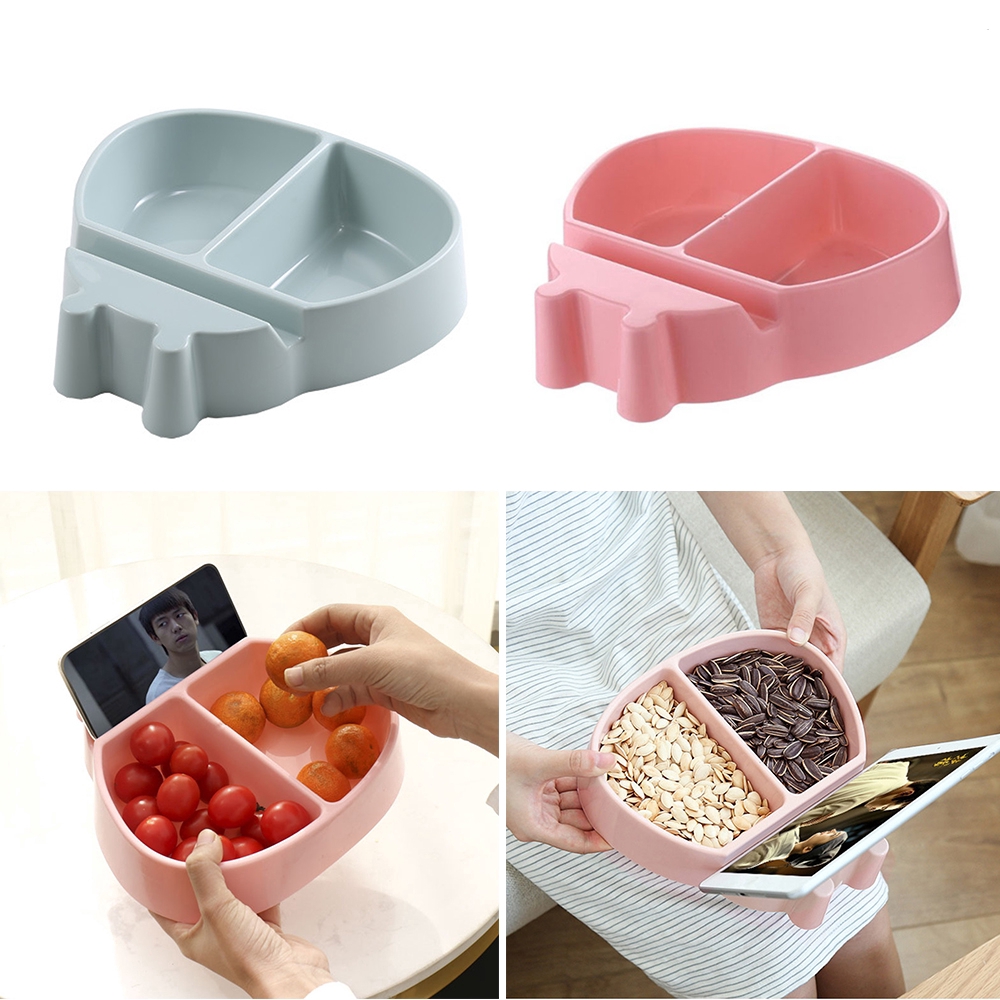 Lazy Snack Bowl with Mobile Phone Holder Versatile Cute Safe Practical