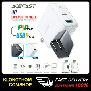 Acefast รุ่น A7 หัวชาร์จ ชาร์จเร็ว Fast Charge Wall Charger A7 PD32W (1xUSB-C+1xUSB-A) US