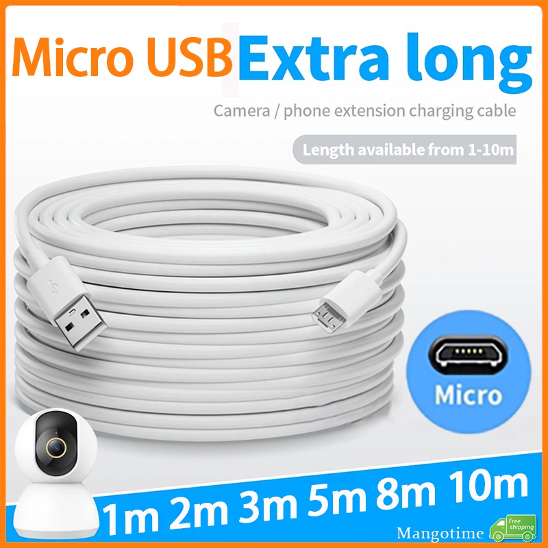 Fast ShipLong 1M 2M 3M 5M 8M 10M Micro USB Charger Micro USB สายชาร์จสําหรับโทรศัพท์มือถือกล้องจอภาพกล้องวงจรปิดสายเคเบิลข้อมูล