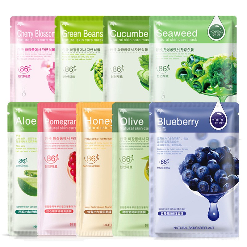 ขั้นต่ำ3แผ่น มาส์กหน้า โรเรค Rorec Natural skin care mask มาร์คหน้า ROREC / LUOFMISS / BEAUTECRET Facial mask เกาหลี