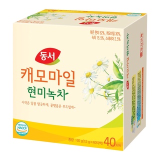 พร้อมส่ง 캐모마일 현미녹차 ชาเขียวข้าวกล้องคาโมไมล์ Dongsuh Chamomile Brown Rice Green Tea 60g/40T