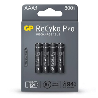 ถ่านชาร์จ GP ReCyko Pro battery 800mAh AAA (แพ็ค 4 ก้อน) (GP85AAAHCB-2WB4)