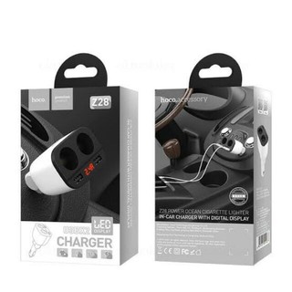 HOCO Z28 Car Charger ที่ชาร์จในรถ USB x2 + ช่องจุดบุหรี่ 2ช่อง พร้อมจอ LED แท้