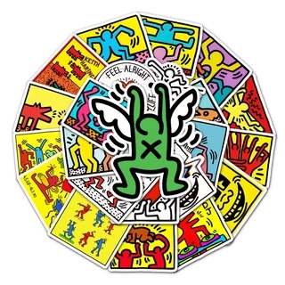 💥พร้อมส่ง💥Keith Haring คีธ แฮริ่ง DIY 50แผ่น sticker กันน้ำ สติ๊กเกอร์ ใช้ซ้ำได้ กระโปรงหลังรถ