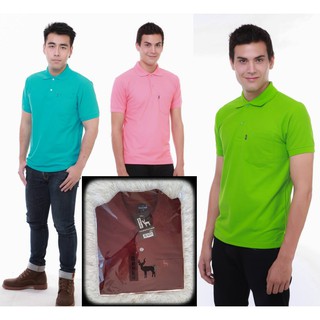 เสื้อโปโล ( Polo Shirt )แบรนด์ Geeko ตรากวาง สีพื้นชาย สีน้ำตาล(เข้ม) Gkc - 13M