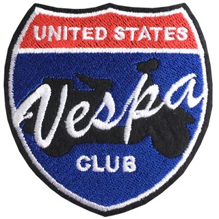 อาร์มติดเสื้อ UNITED STATES VESPA CLUB ตัวรีดติดเสื้อลายเวสป้า อาร์มติดเสื้อ VESPA ตัวรีดติดเสื้อ งานปักละเอียด