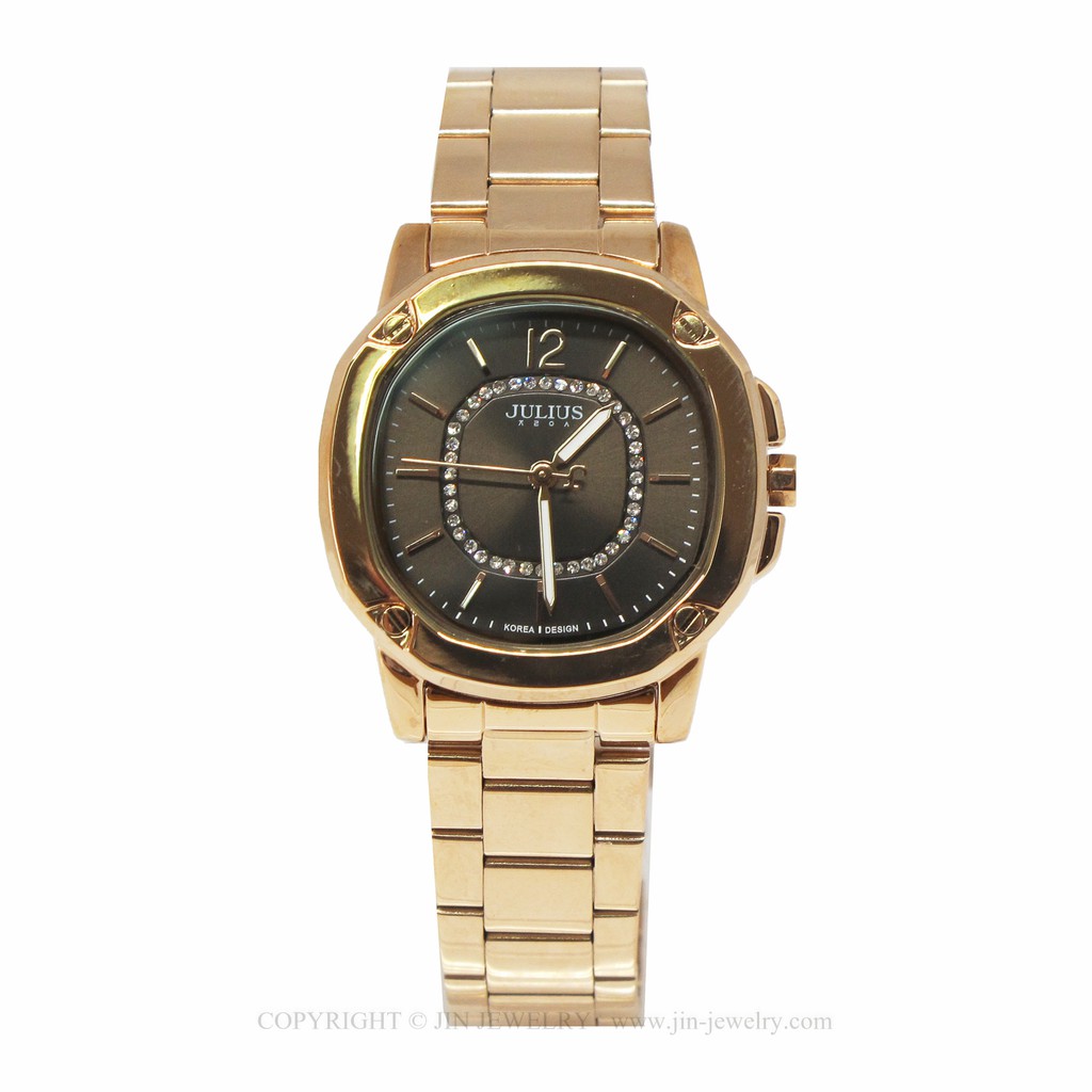 นาฬิกาข้อมือสตรีแบรนด์ Julius รุ่น JA-931 สีโรสโกลด์ หน้าปัดดำ