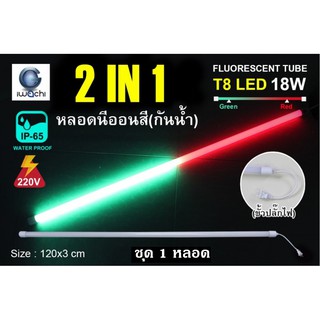 IWACHI หลอดนีออนสี ขั้วกันน้ำ 2 IN 1 พร้อมหัวปลั๊กเสียบ LED 18W สีเขียว+สีแดง