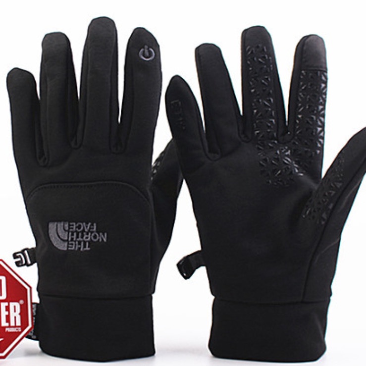 Tnf Outdoor Fleece-Lined Warm Full Finger Touch Screen Windproof กันน้ําถุงมือกันลื่น