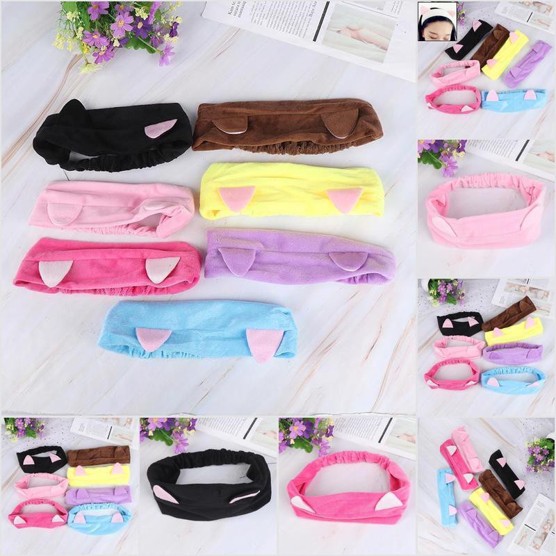 PurpleredtoWomen Elastic Cute Cat Ears Hair Band Makeup Shower Face