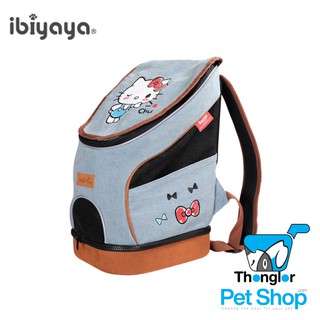 IBIYAYA Hello Kitty Denim Fun Lightweight Pet Backpack กระเป๋าเดินทางสำหรับสัตว์เลี้ยง