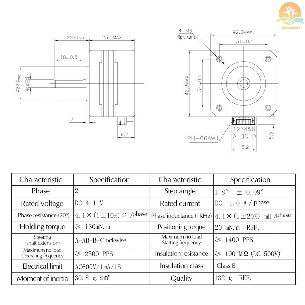 ✳❖Cod มอเตอร์ Aibecy 3 D 17 Hs4023 Step Motor สําหรับเครื่องพิมพ์ Extruder พร้อมลวด 100 ซม . 4 - Lea