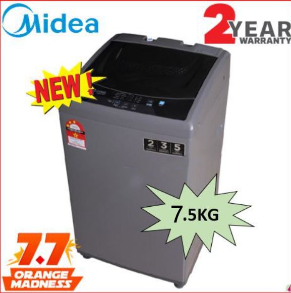 คลังสินค้าพร้อม MIDEA เครื่องซักผ้าอัตโนมัติเต็มรูปแบบ 6KG 7KG 7.5KG 9KG MFW-EC750