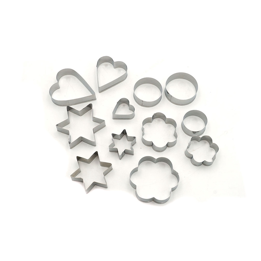 [สินค้า Clearance] Cookie cutter set แม่พิมพ์คุกกี้ สแตนเลส 4 แบบ 12 ชิ้น S190034