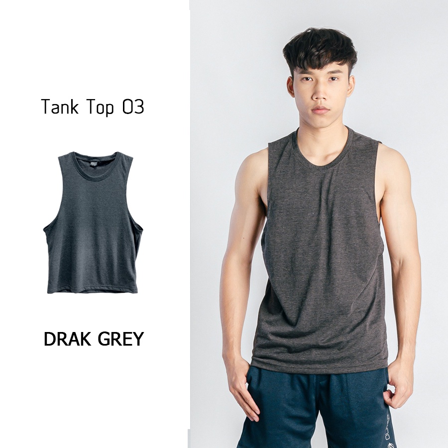 OLIVER MUSCLE เสื้อกล้ามแขนเว้า สีเทาเข้ม ใส่ออกกำลังกาย Oliver Muscle