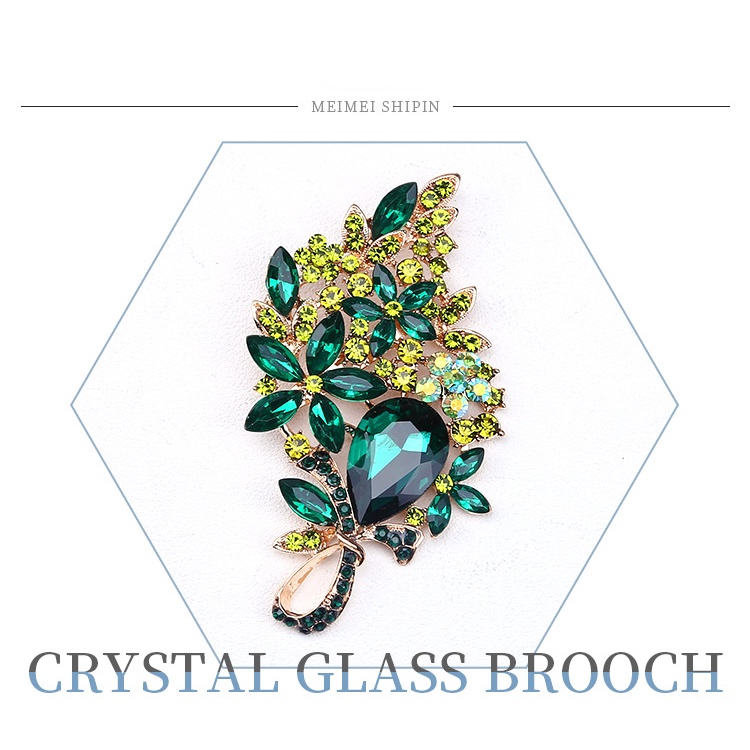 เข็มกลัดคริสตัล ขนาดใหญ่ หรูหรา เครื่องประดับ สําหรับผู้หญิง - รูปที่ 4