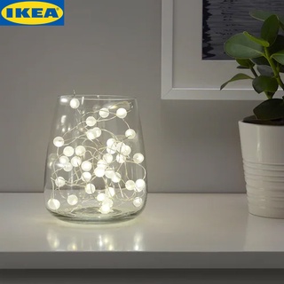 IKEA SNÖYRA สเนยรา ไฟประดับ LED 40 ดวง, ใช้ในบ้าน/ใช้แบตเตอรี สีเงิน ใช้กับแบตเตอรี AA 2 ก้อน ไฟปาร์ตี้