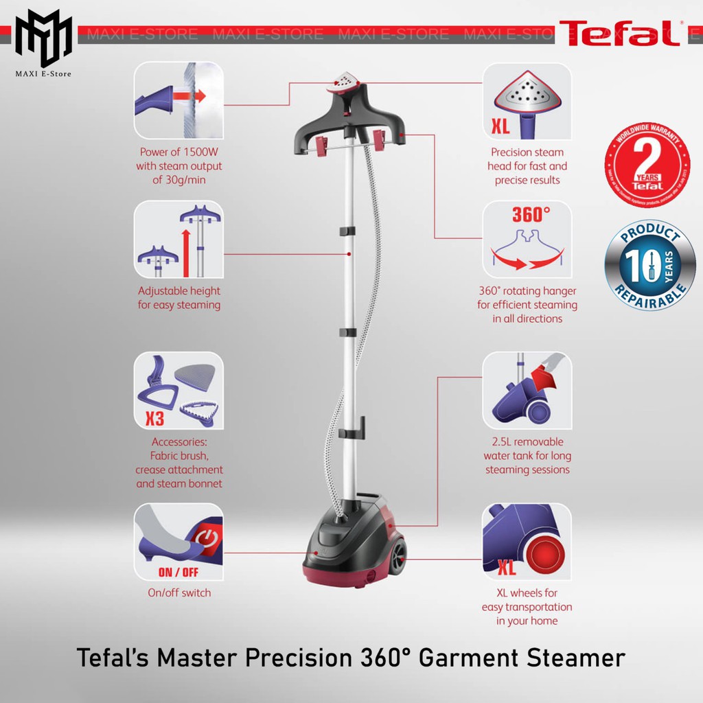 Tefals IT6540 Master Precision 360 Garment Steamer เครื่องรีดไอน้ํา ร้อนเร็ว 1500W