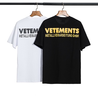 เสื้อคนอ้วนผญ เสื้อครอปสายฝอ Vetements เสื้อยืดแขนสั้นลําลองแฟชั่นสําหรับผู้ชายและผู้หญิง เสื้อทหาร