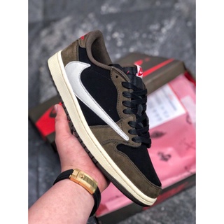 ✺Nike Travis Scott X Air Jordan 1 Low AJ1 รองเท้าผ้าใบสำหรับผู้ชายและผู้หญิง