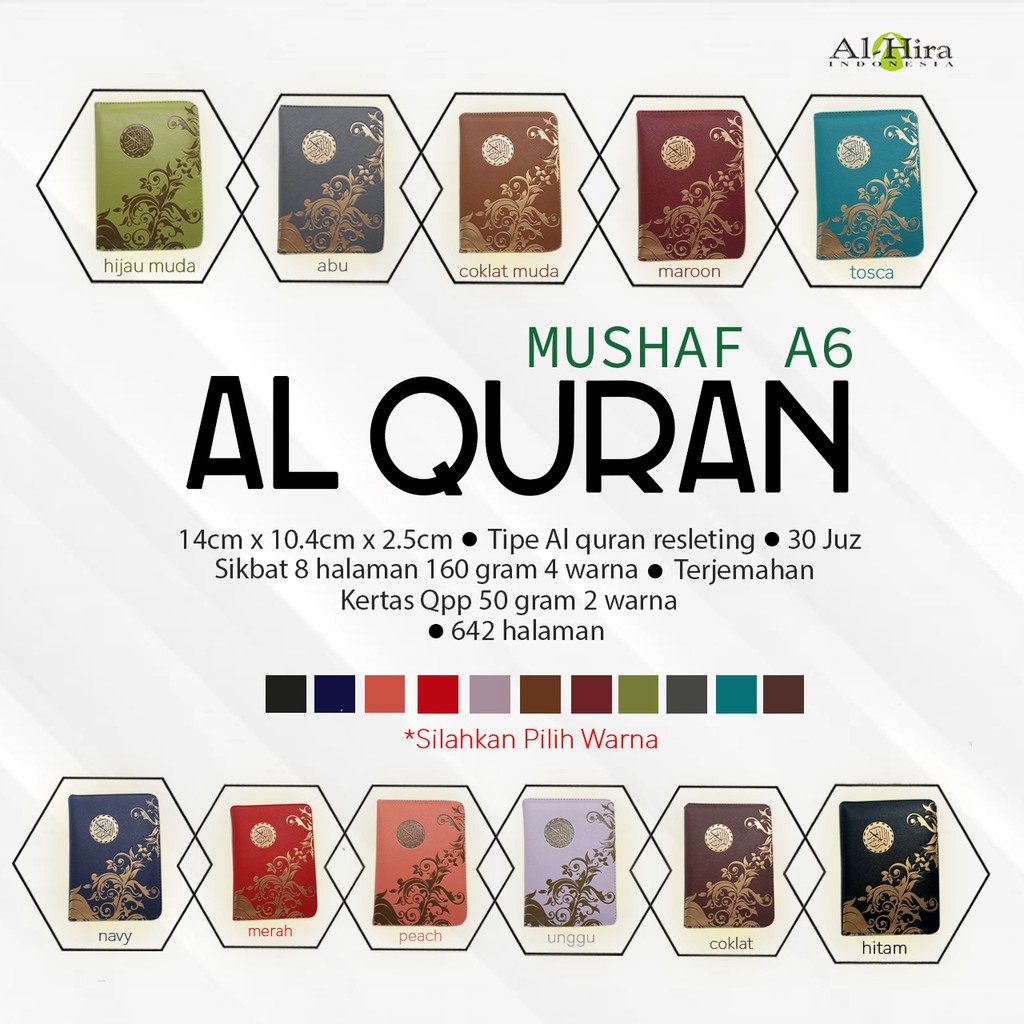 Al-Quran Pocket A6 Mushaf Al-Quran Al Mubarak แปล Al-Quran Zipper A6/2W ล่าสุดโดยไม่ต้อง Tajweed