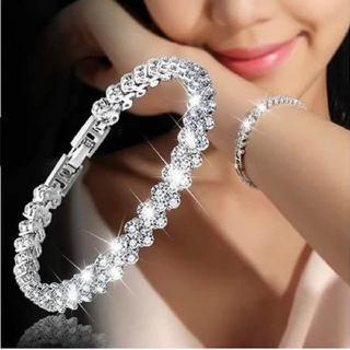 Women Bracelets Fashion Roman Style Crystal Bracelets Sterling Silver Bangles for Gifts Accessories