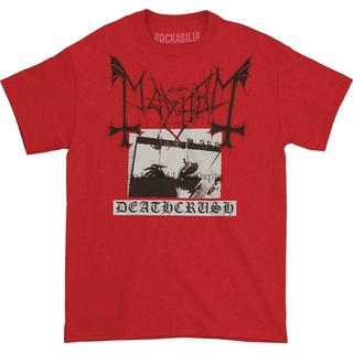 เสื้อยืดคอกลมMayhem Deathcrush เสื้อเชิ้ต ผ้าฝ้าย 100% สีแดง LHZYS-5XL