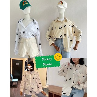 🧸💕เสื้อเชิตมิกกี้มาแล้วค่า⚡️ ทรงโอเว่อไซค์ใส่หลวมนิดๆสวยคะ